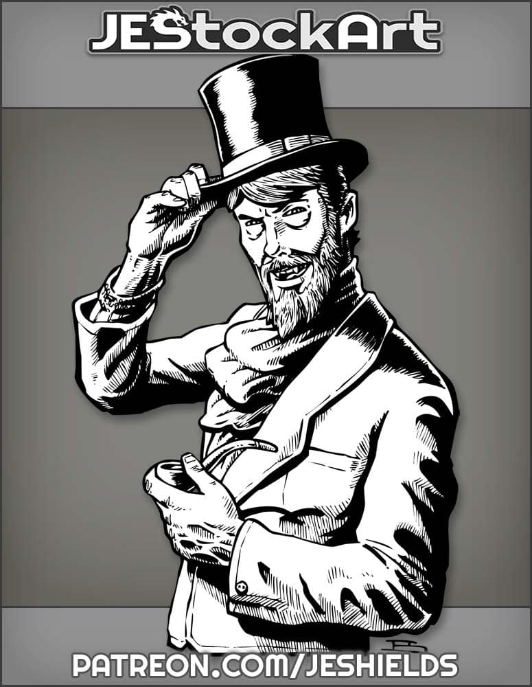 Vampiric Gentleman In Top Hat With Beard by Jeshields