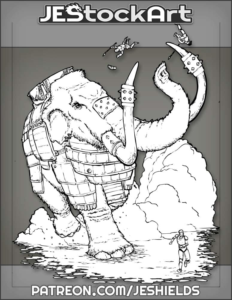 War Mammoth Plowing Through Soldiers by Jeshields