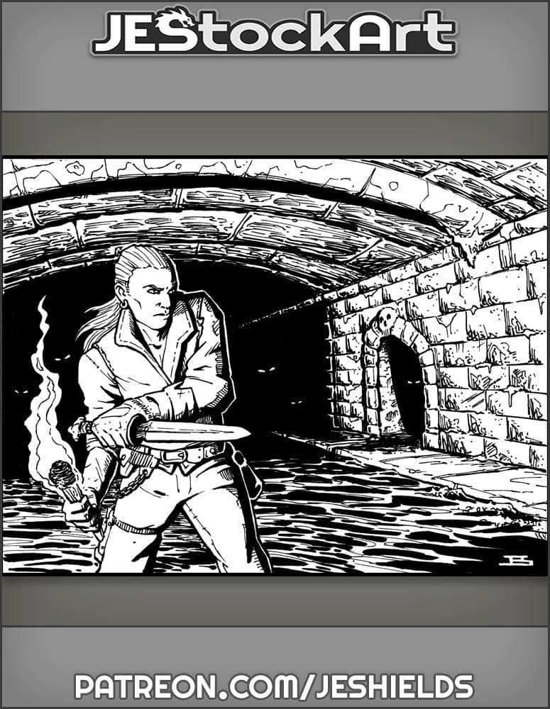 Young Thief Exploring Dungeon With Torch by Jeshields