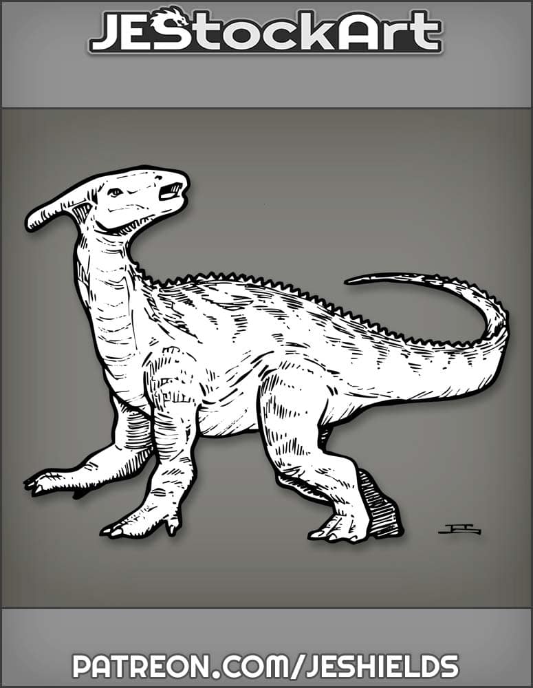 Parasaurolophus Dinosaur With Long Head On All Fours by Jeshields