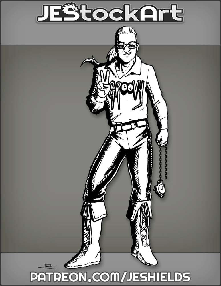 Hippy In Leather Pants And Groovy Shirt by Jeshields