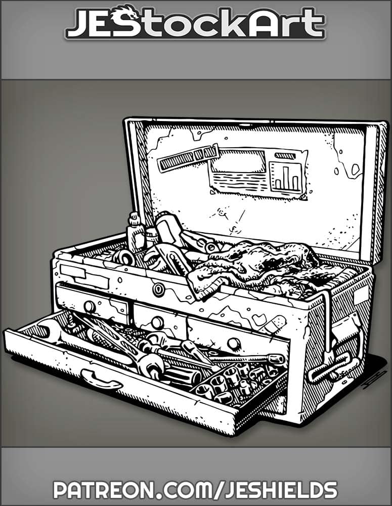 Messy Mechanic Toolbox With Dirty Oil Rag by Jeshields