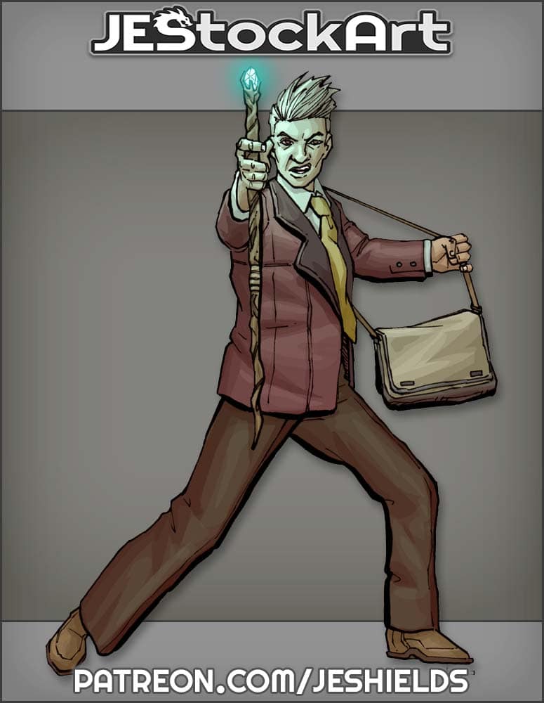 Modern Mage In Suit With Staff by Jeshields