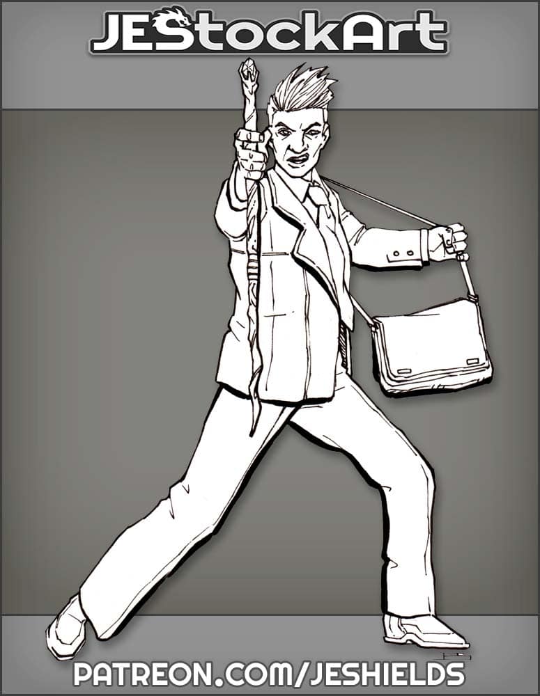 Modern Mage In Suit With Staff by Jeshields