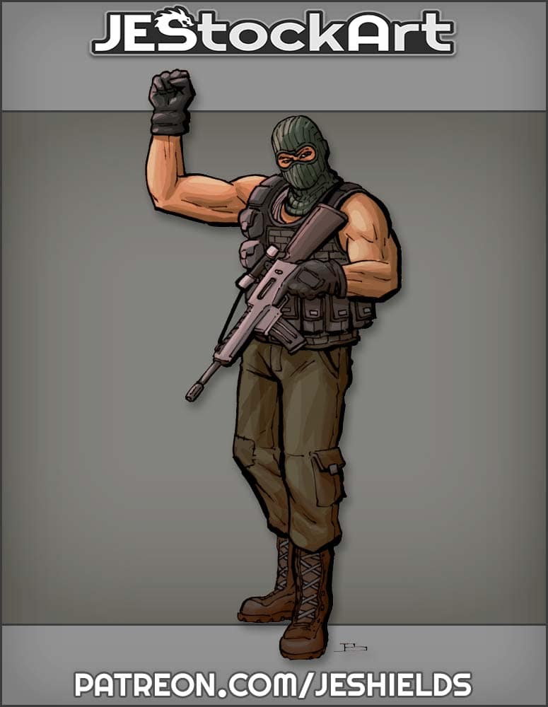 Sleeveless Militia Personnel Raising Fist by Jeshields