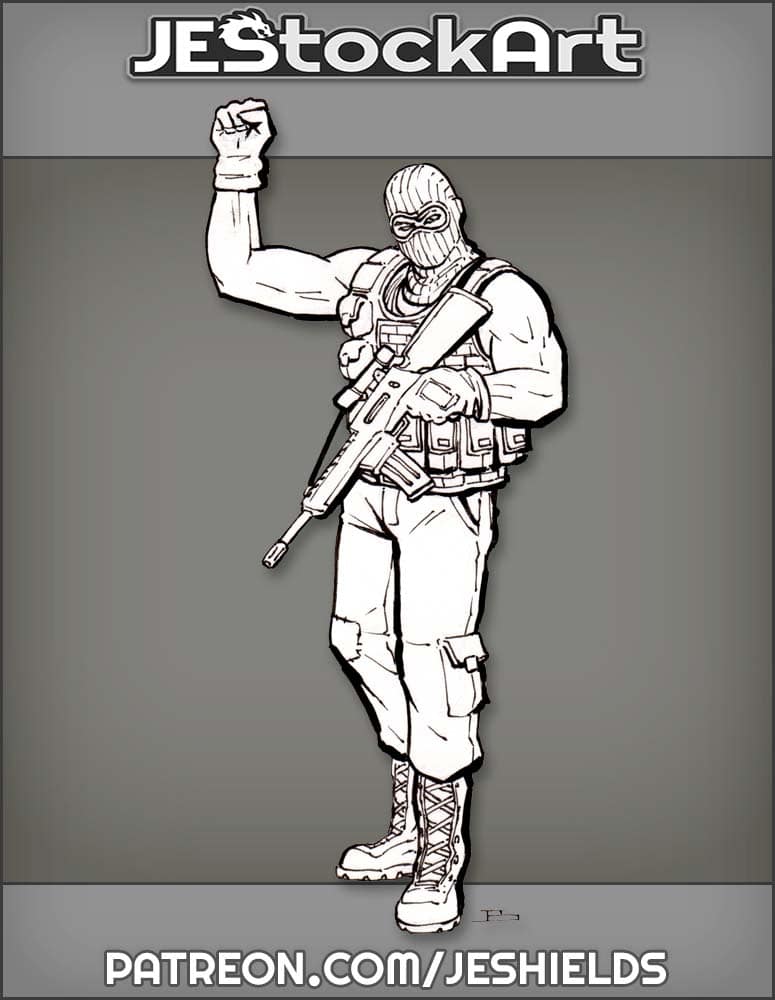 Sleeveless Militia Personnel Raising Fist by Jeshields