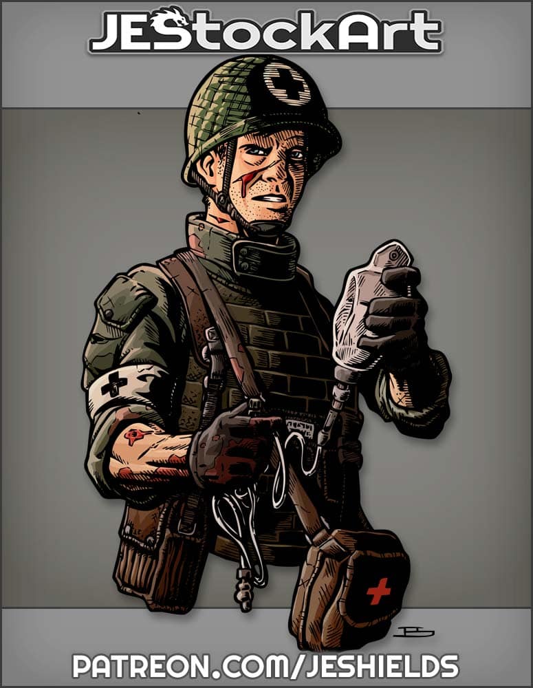 Wounded Medic Bust Holding I V Bag by Jeshields