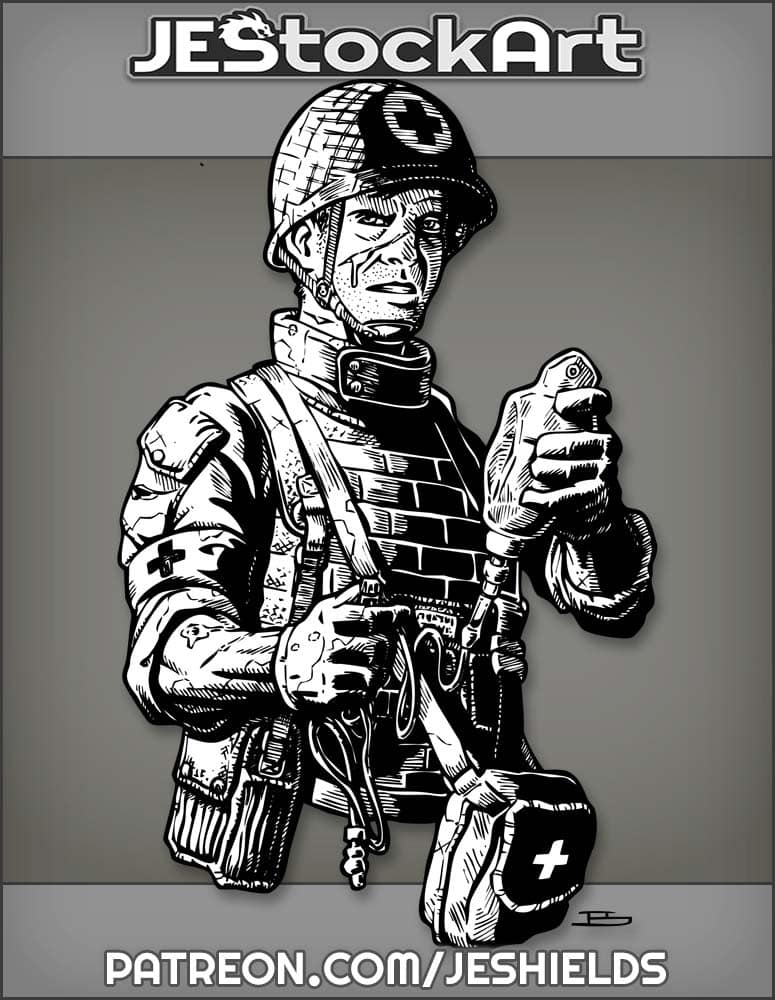 Wounded Medic Bust Holding I V Bag by Jeshields