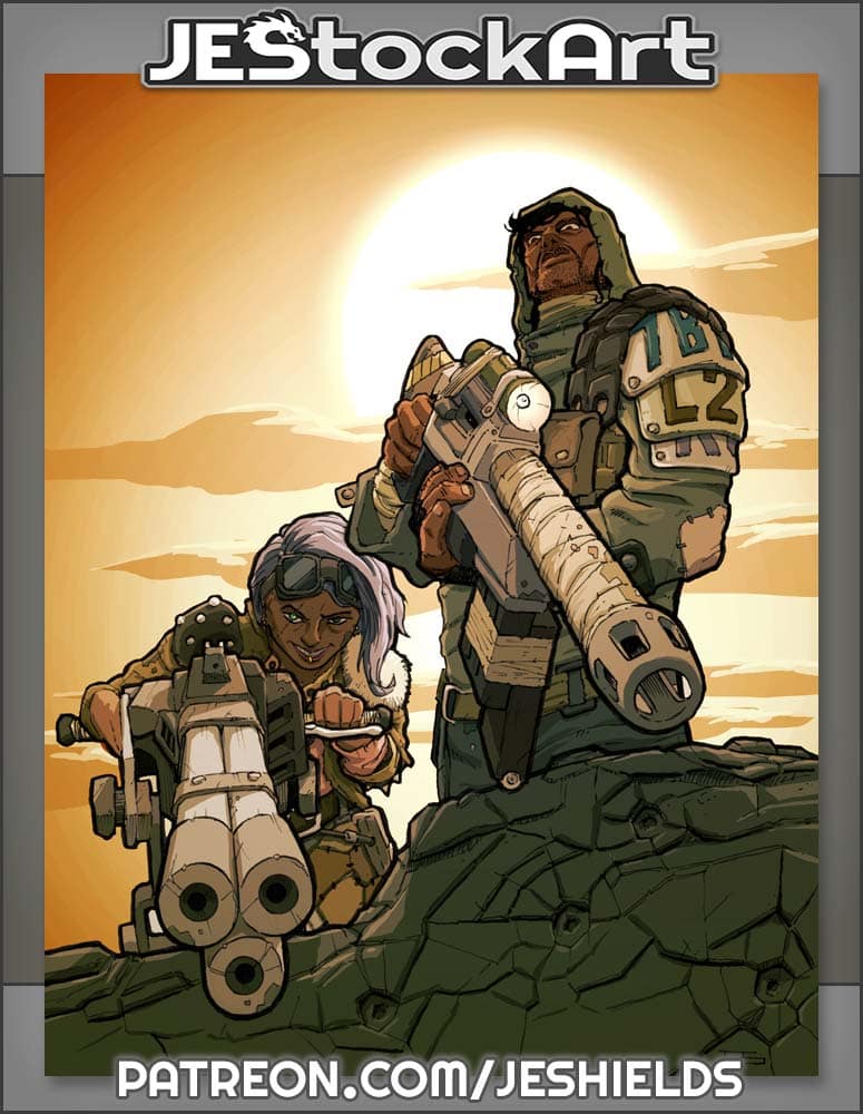 Father And Child Sentries Upon Wall by Jeshields