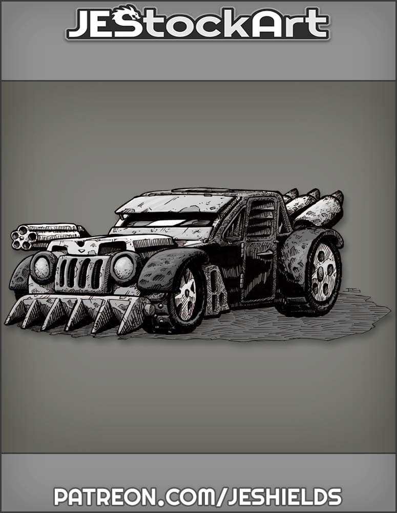 Rugged Battle Car With Rotating Gun by Jeshields