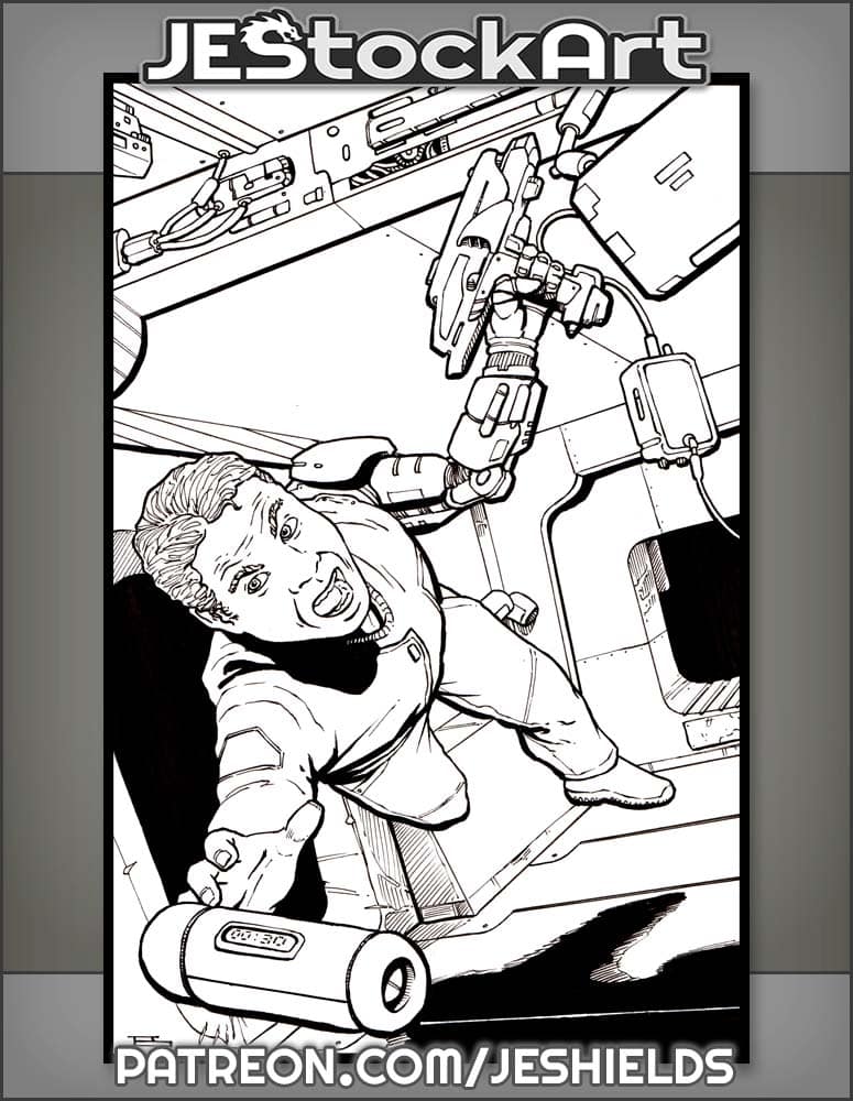 Adventurer With Cyber Arm In Zero Gravity by Jeshields