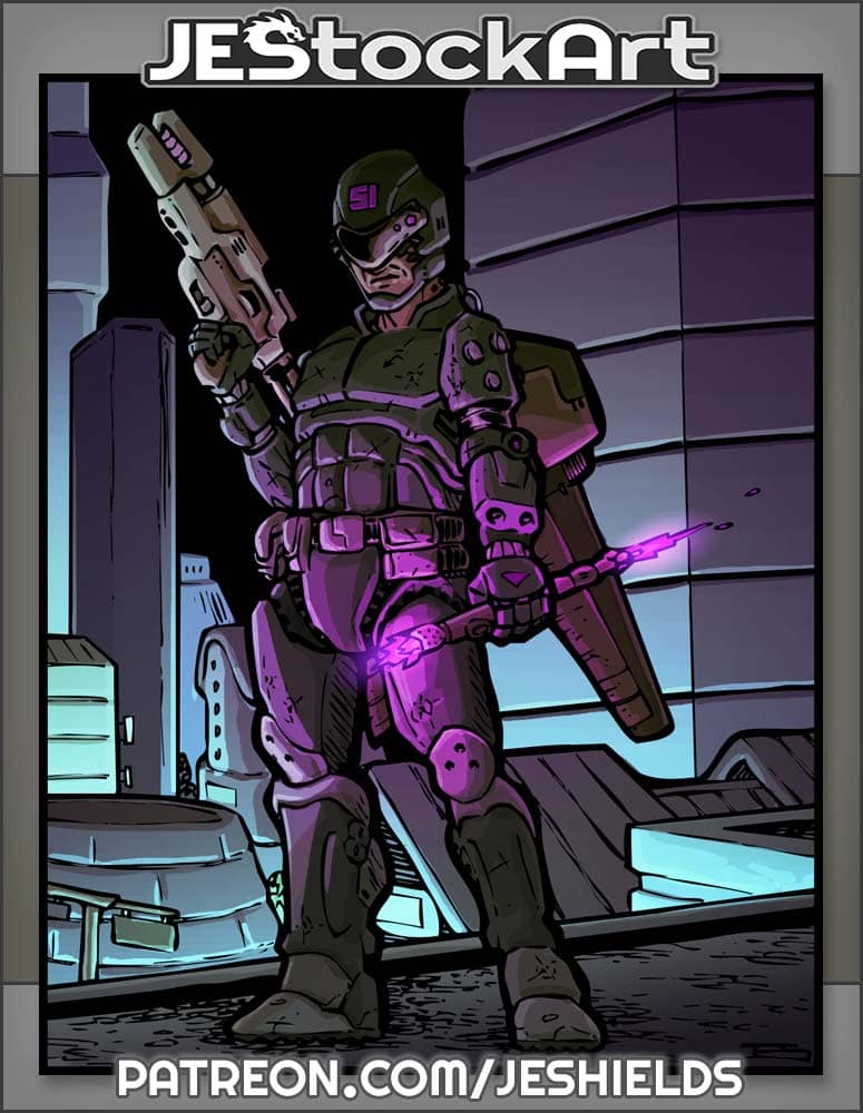 Cyberpunk Police Officer With Taze Baton And Flight Pack by Jeshields