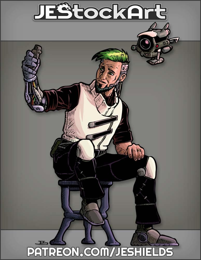 Cyberpunk T V Star Taking Selfie With Video Droid by Jeshields