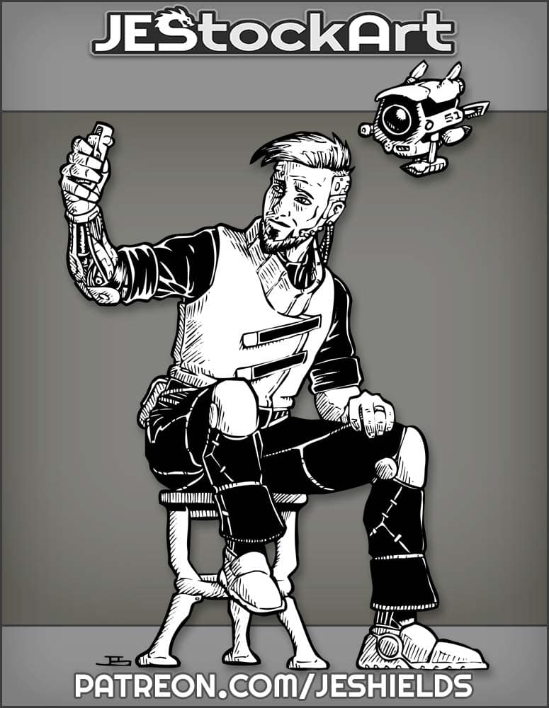 Cyberpunk T V Star Taking Selfie With Video Droid by Jeshields