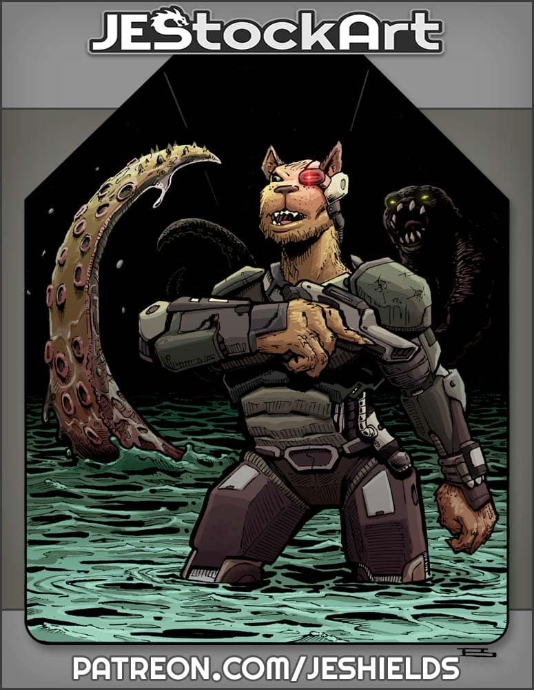 Female Cyber Canine Versus Octo Beast by Jeshields