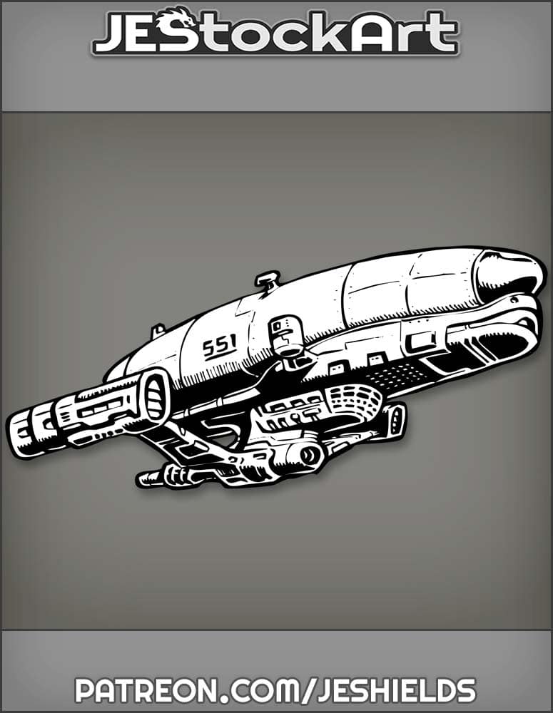 Futuristic Airship With Twin Engines And Large Bridge by Jeshields