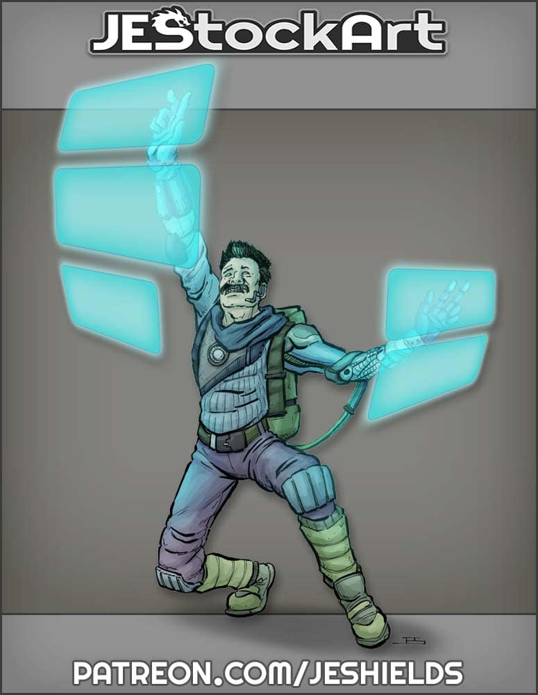 Hacker with Holo Screens by Jeshields