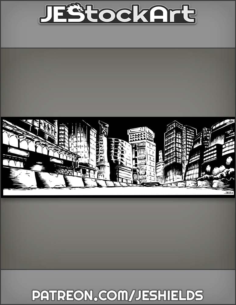 Low View Of Night City Street With Road Barriers On Side by Jeshields