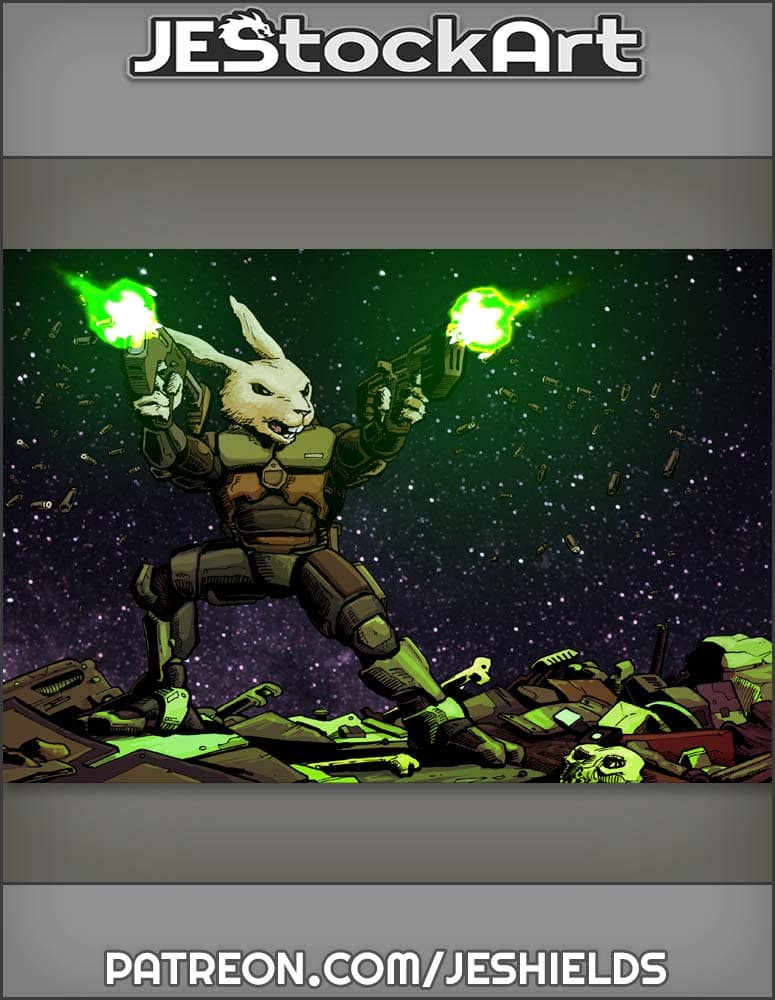 Scombat Space Rabbit Firing Dual Weapons Var B by Jeshields