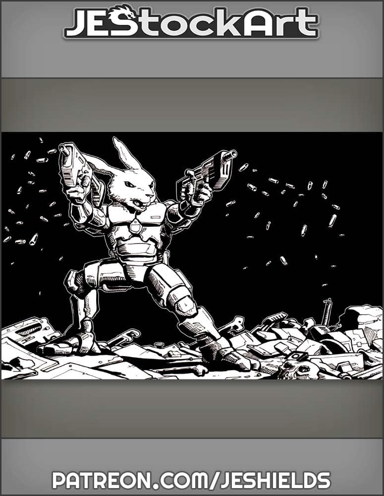 Scombat Space Rabbit Firing Dual Weapons by Jeshields