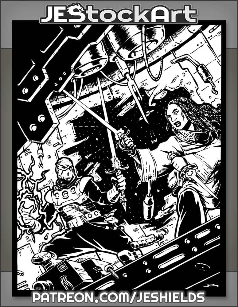 Space Knight Duel On Destroyed Bridge During War by Jeshields