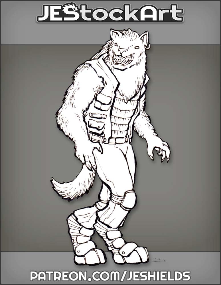 Vargr Wolf With Earring In Scout Jacket by Jeshields