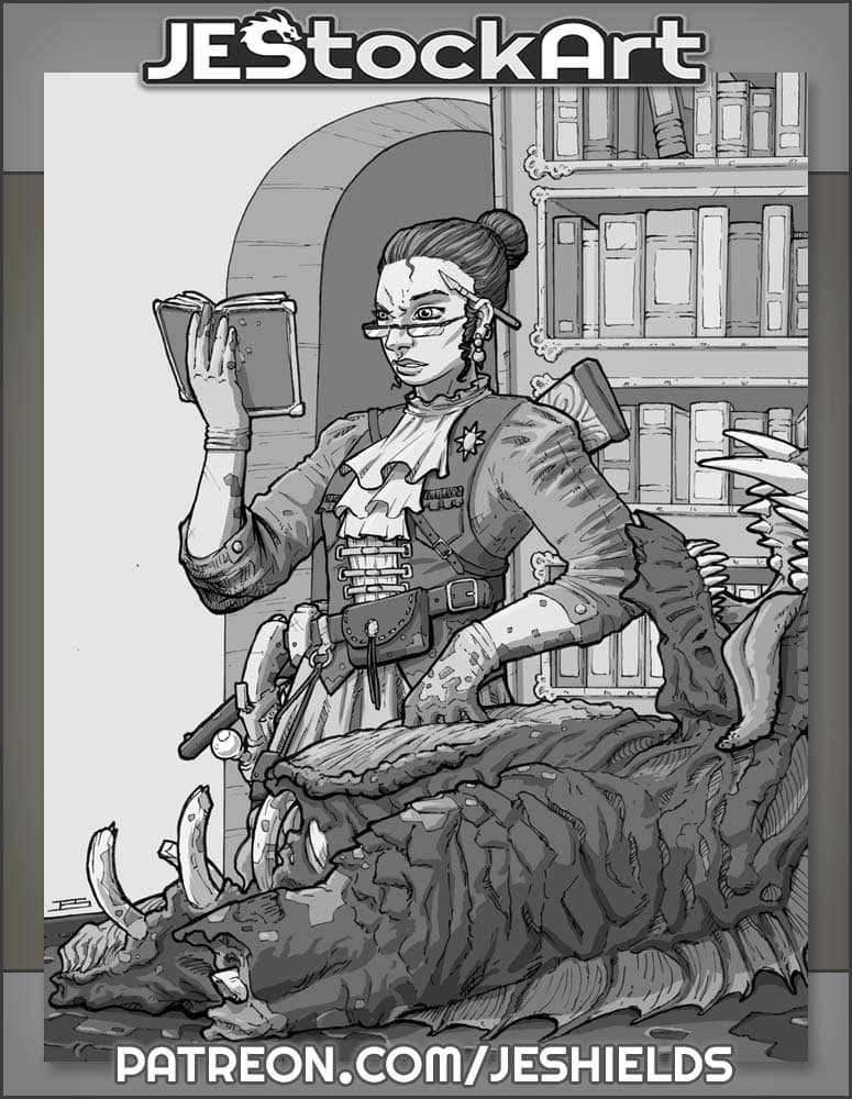 Librarian Monster Hunter Inspecting Cadaver by Jeshields
