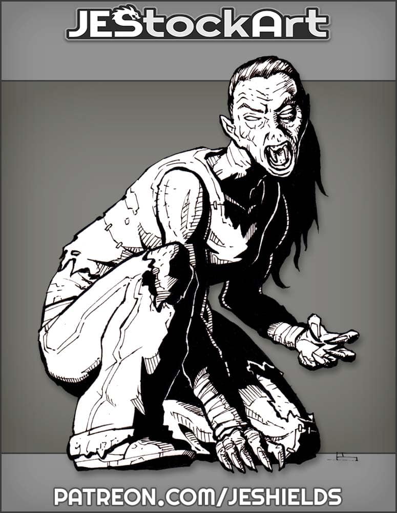 Feral Female Vampire In Torn Pants by Jeshields