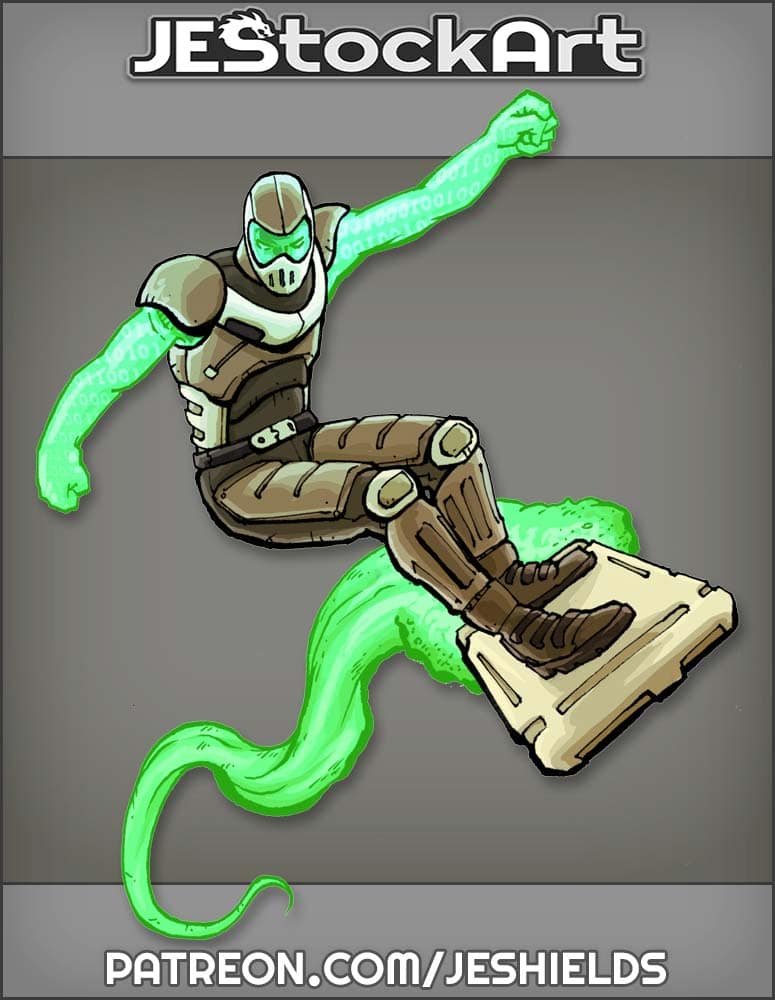 Digital Hero On Computer Surfboard by Jeshields