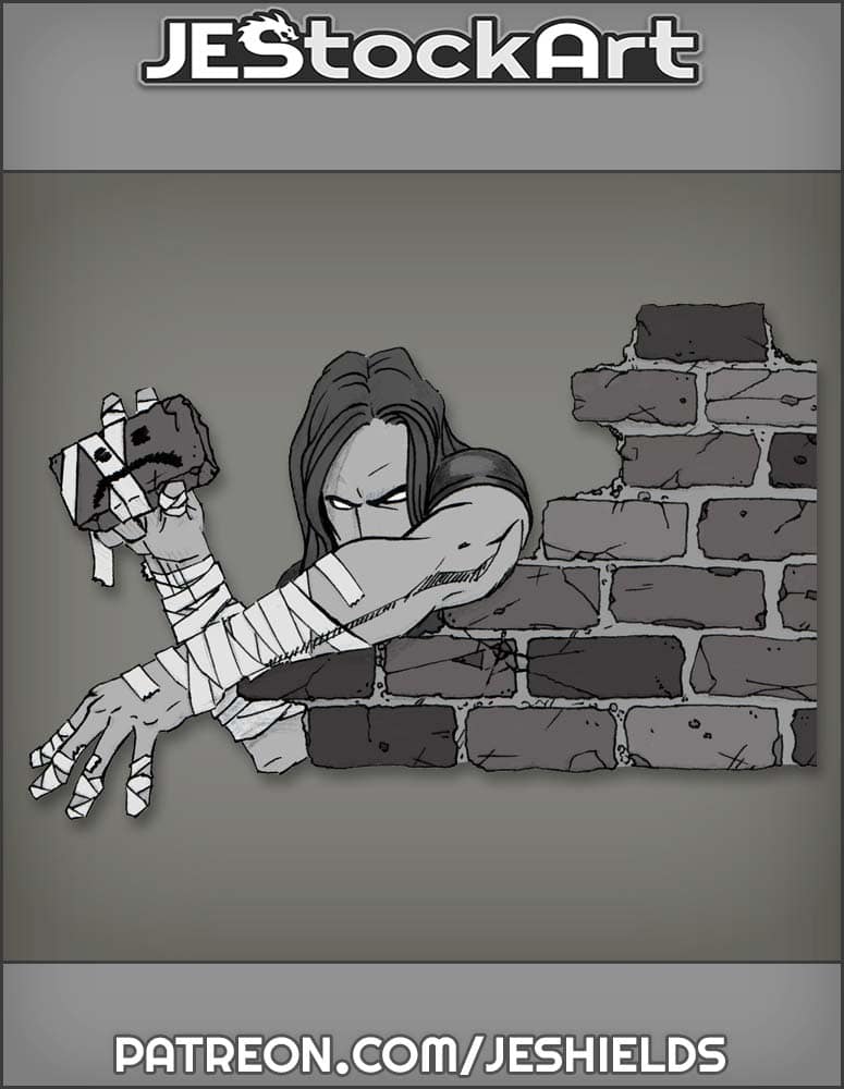 Long Haired Hero Behind Wall With Brick Companion by Jeshields