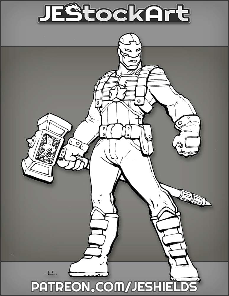 Patriotic Superhero With Hammer by Jeshields