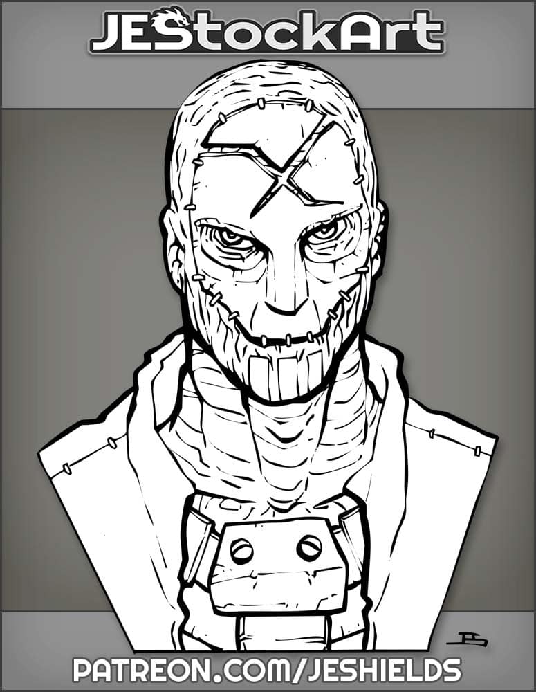 Scarred Villain With Xmask Stitched To Face by Jeshields