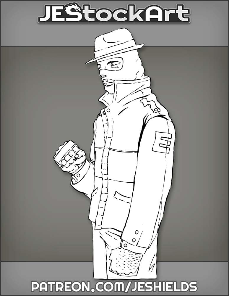 Street Vigilante In Fedora And Leather Jacket With Brass Knuckles by Jeshields