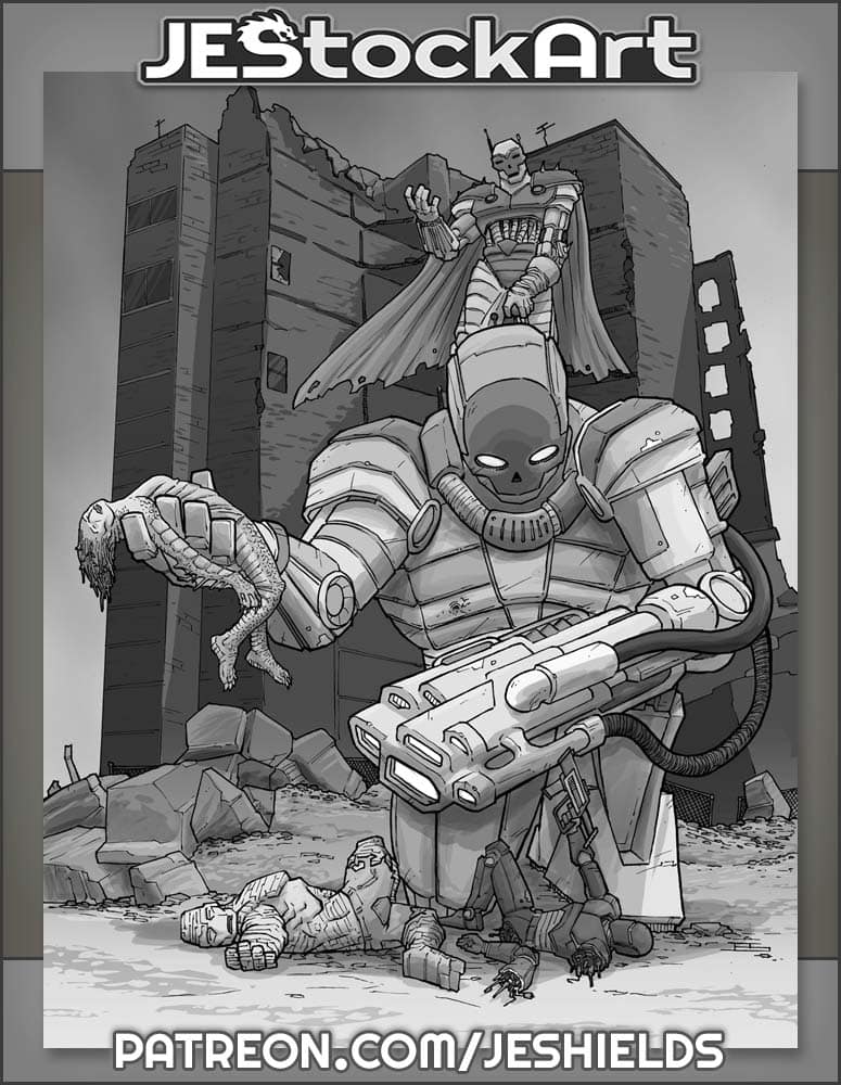 Supervillain with Giant Robot by Jeshields