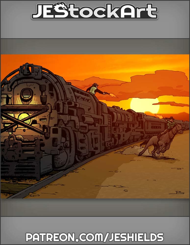 Train Showdown At Sunset by Jeshields