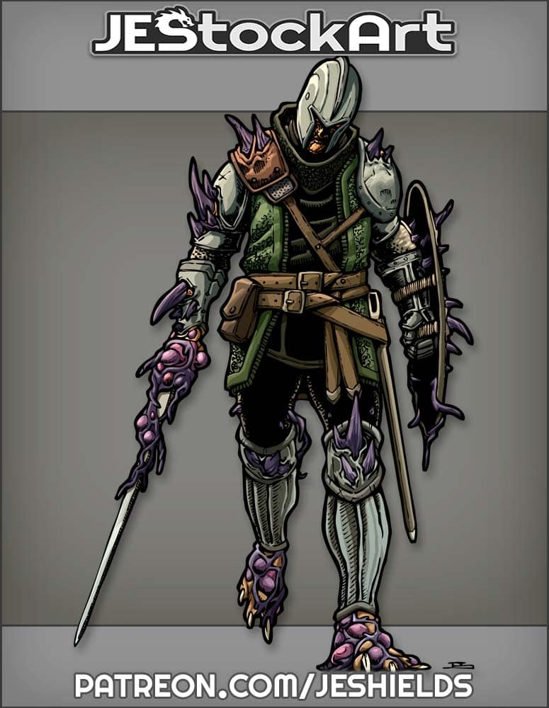 Knight Infected With Alien Tentacles Wields Sword And Shield by Jeshields