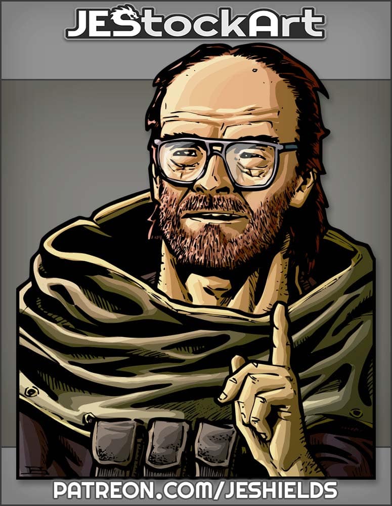 Bald Survivalist With Glasses Tries To Make A Point by Jeshields