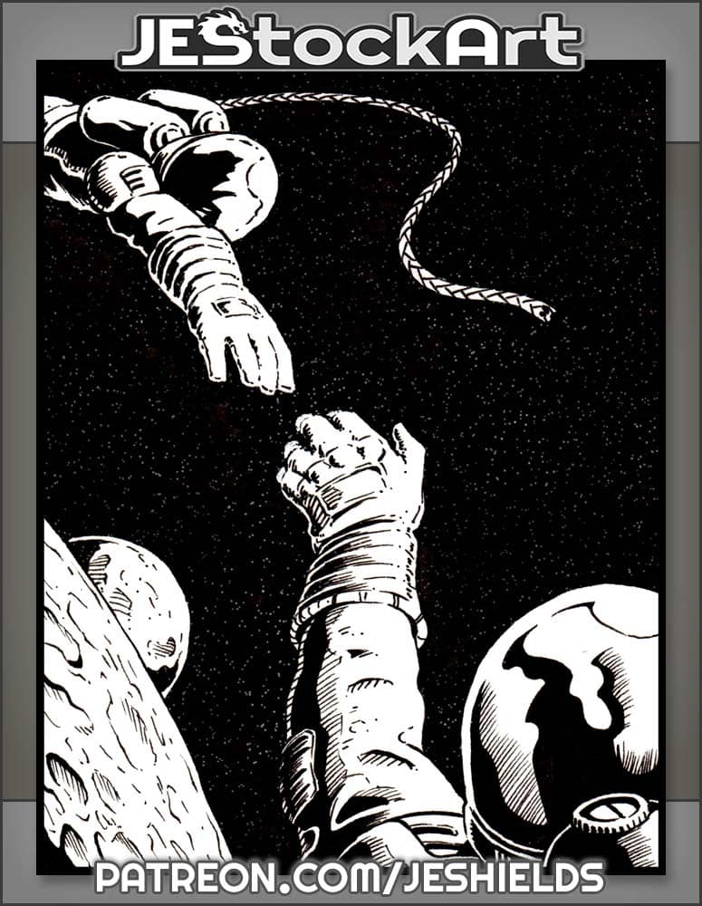 Astronaut Reaching For Floating Companion by Jeshields