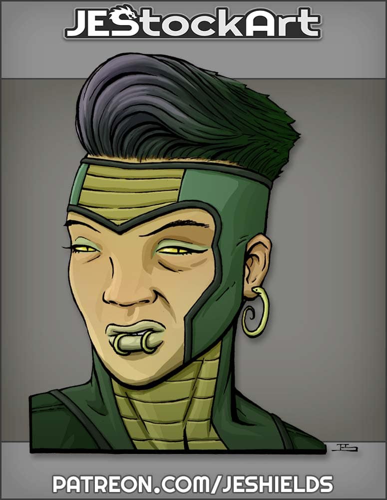 Serpentine Female with Lip Piercings by Jeshields