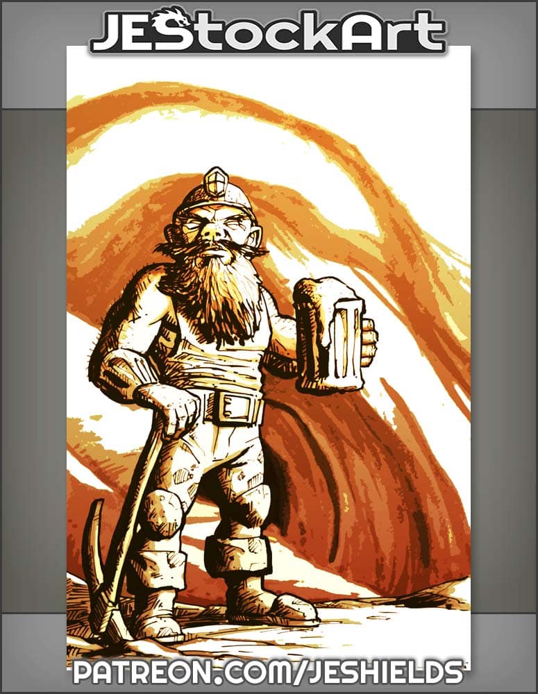Sketchy Dwarf At Mine With Ale And Pick by Jeshields