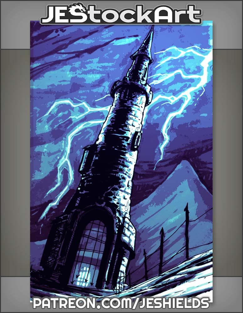 Sketchy Wizards Tower In Storm by Jeshields
