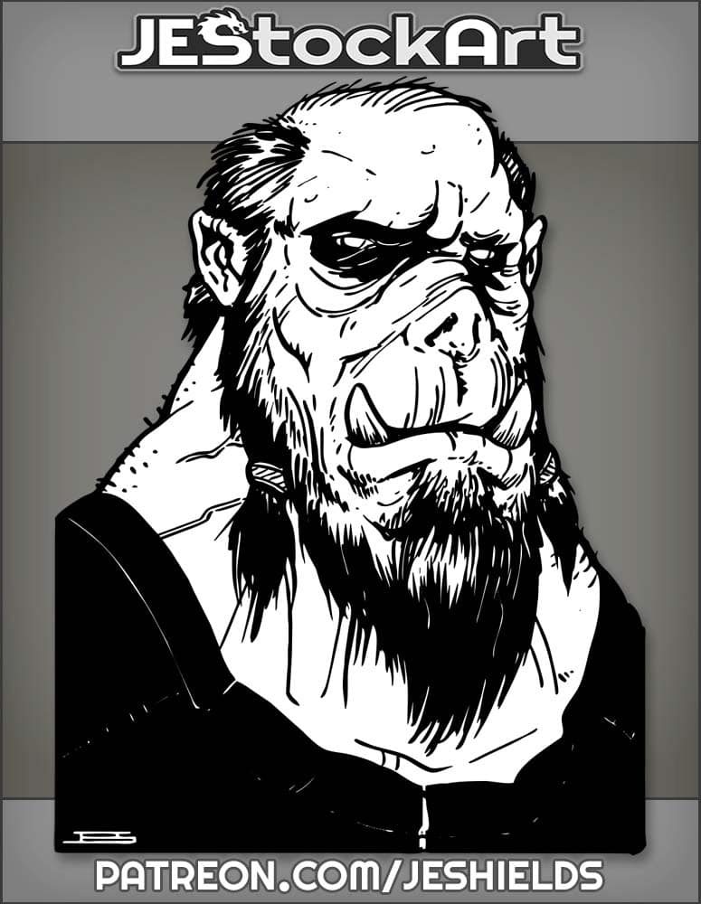 Balding Orc with Pig Nose and Beads by Jeshields