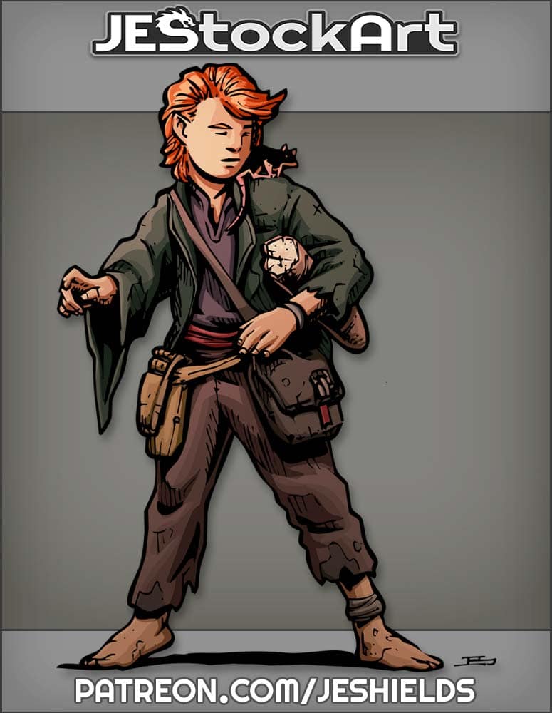 Dirty Street Urchin with Bread and Rodent Friend by Jeshields