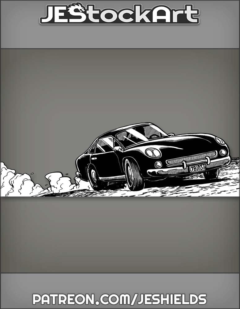 Dark Sports Car on a Dusty Road by Jeshields