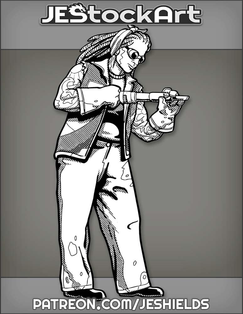 FemaleMechanicWithTattoosAndBandanaWorksWhileWearingGoggles by Jeshields