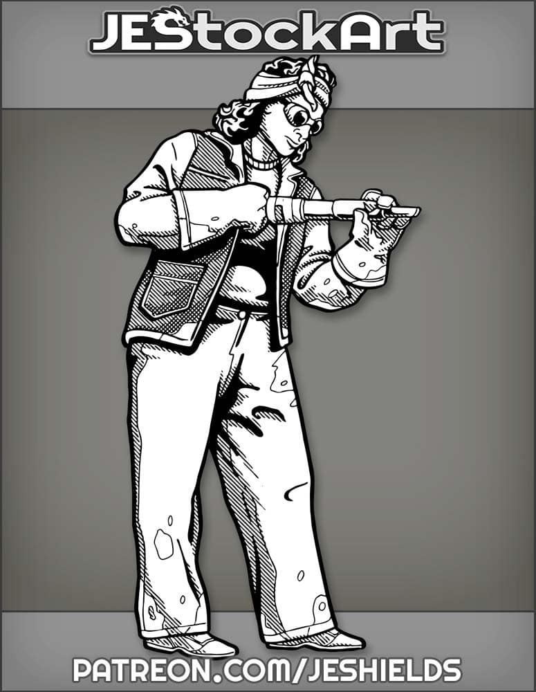 FemaleMechanicWithoutTattoosWorksWhileWearingGoggles by Jeshields