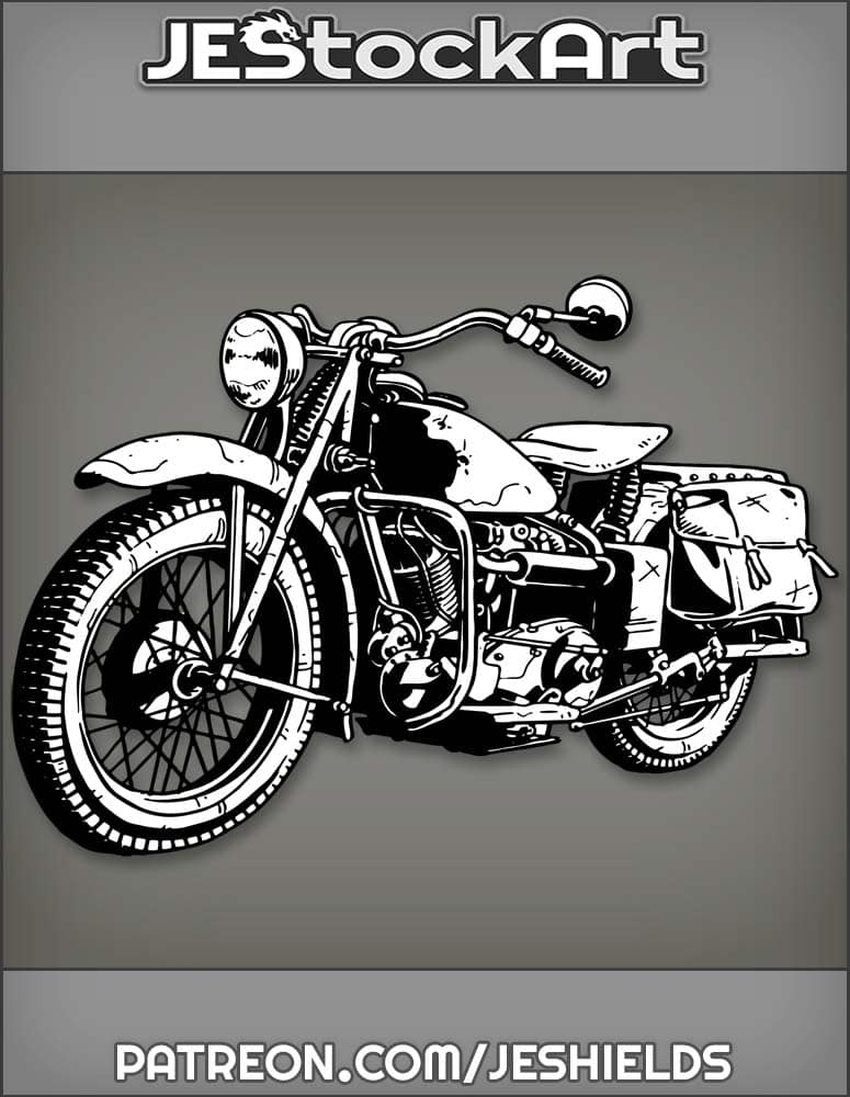 WeatheredHistoricalMotorcycleWithSidebags by Jeshields