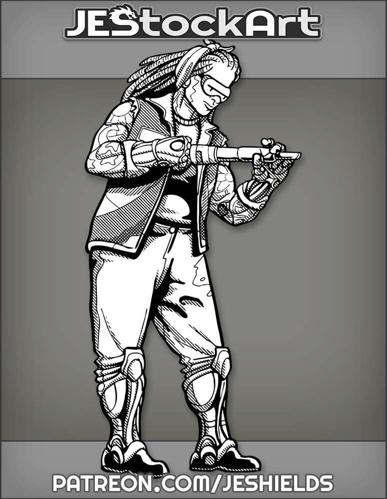 FemaleMechanicWithTattoosAndBandanaWorksWhileWearingGoggles by Jeshields