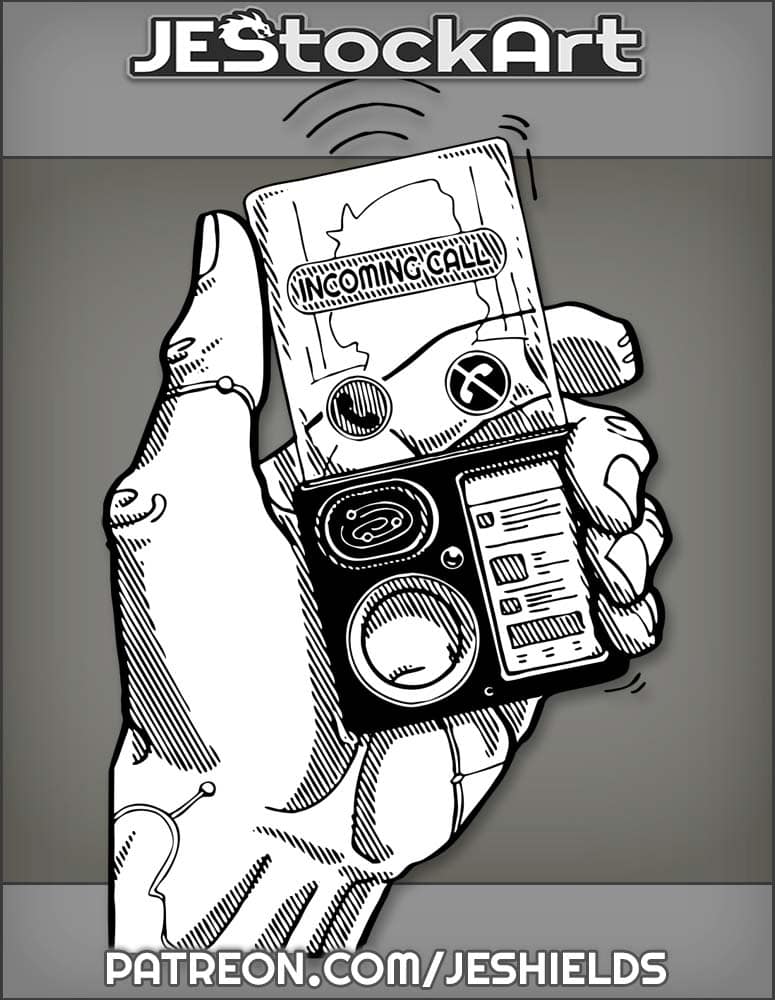 FuturisticCellPhoneRingingInOlderHand by Jeshields