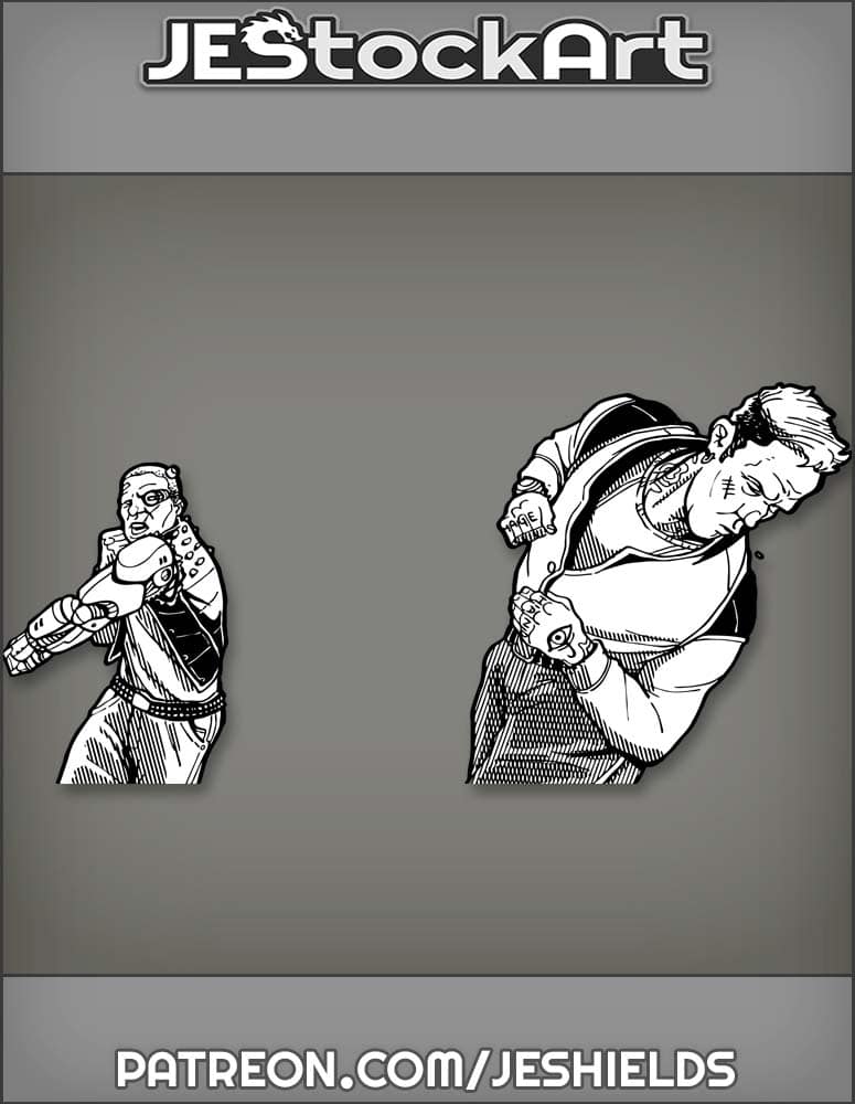 Street Cyber Punks with Scars and Tattoos Punch and Fight by Jeshields